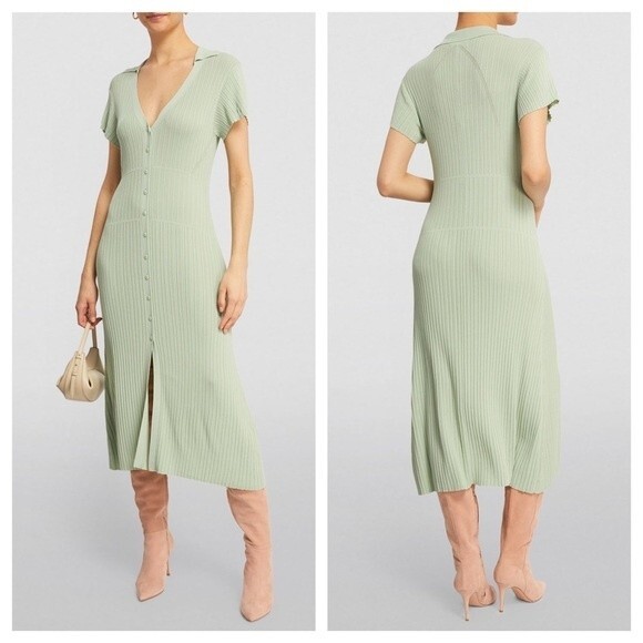 Mint Green Button-Up Midi Dress - Picture 2 of 10